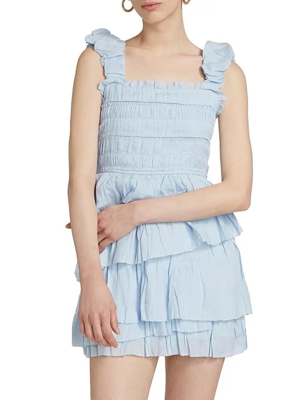 Sea NY Cole Light Blue Ruffle Tiered Mini Dress NWT